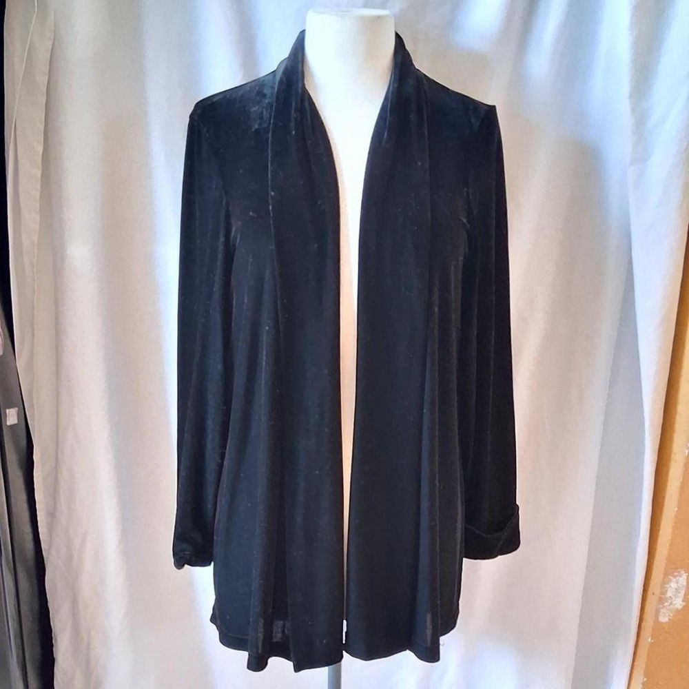 ronnie nicole Black velvet open front cardigan with sleeves size large